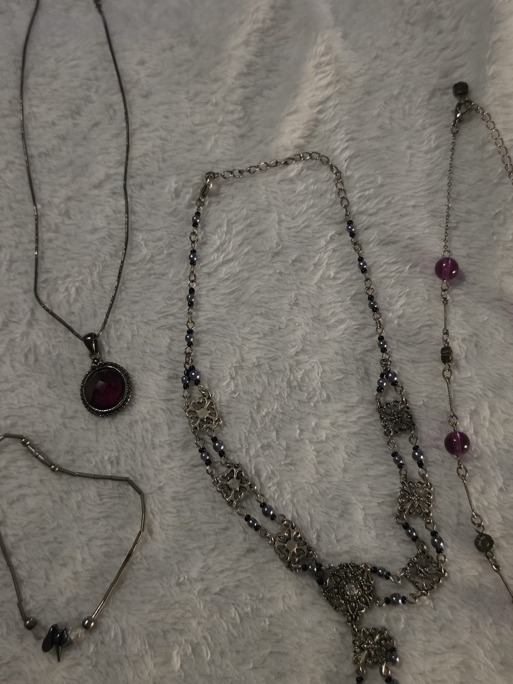 Silver-Tone Purple Pendant Necklace - Unbranded - Picture 1 of 14
